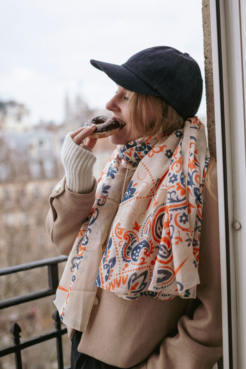 Large blue and orange Costa Brava scarf