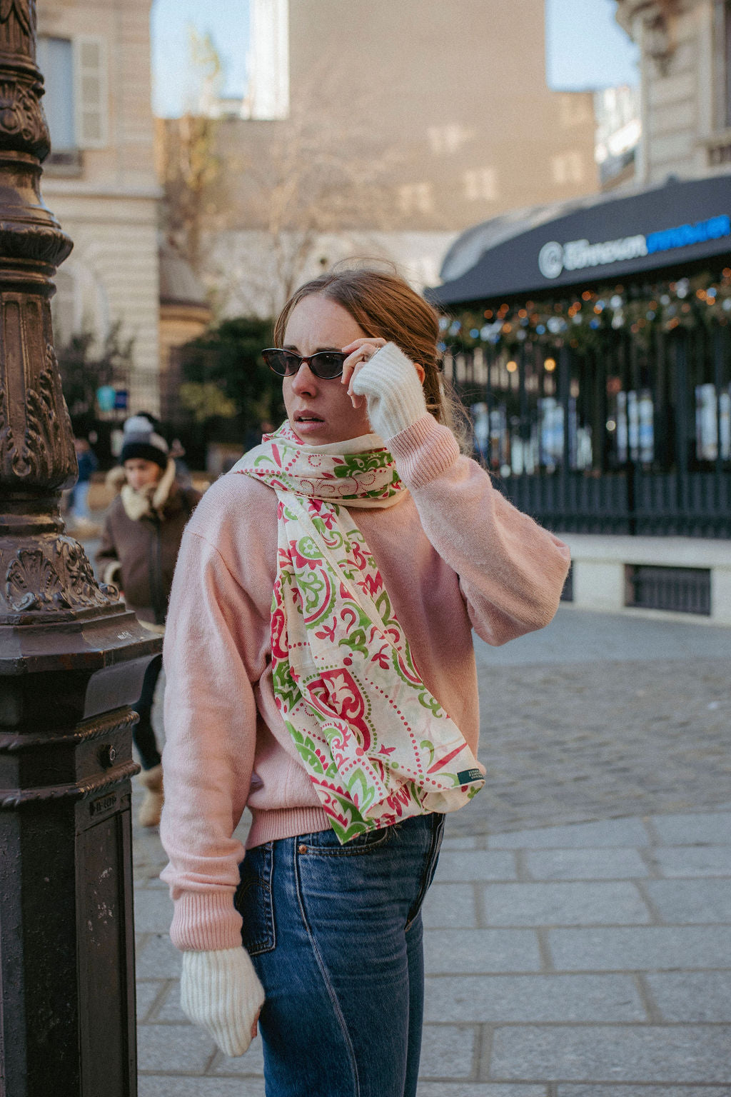 Large Foulard Costa Brava vert et rose