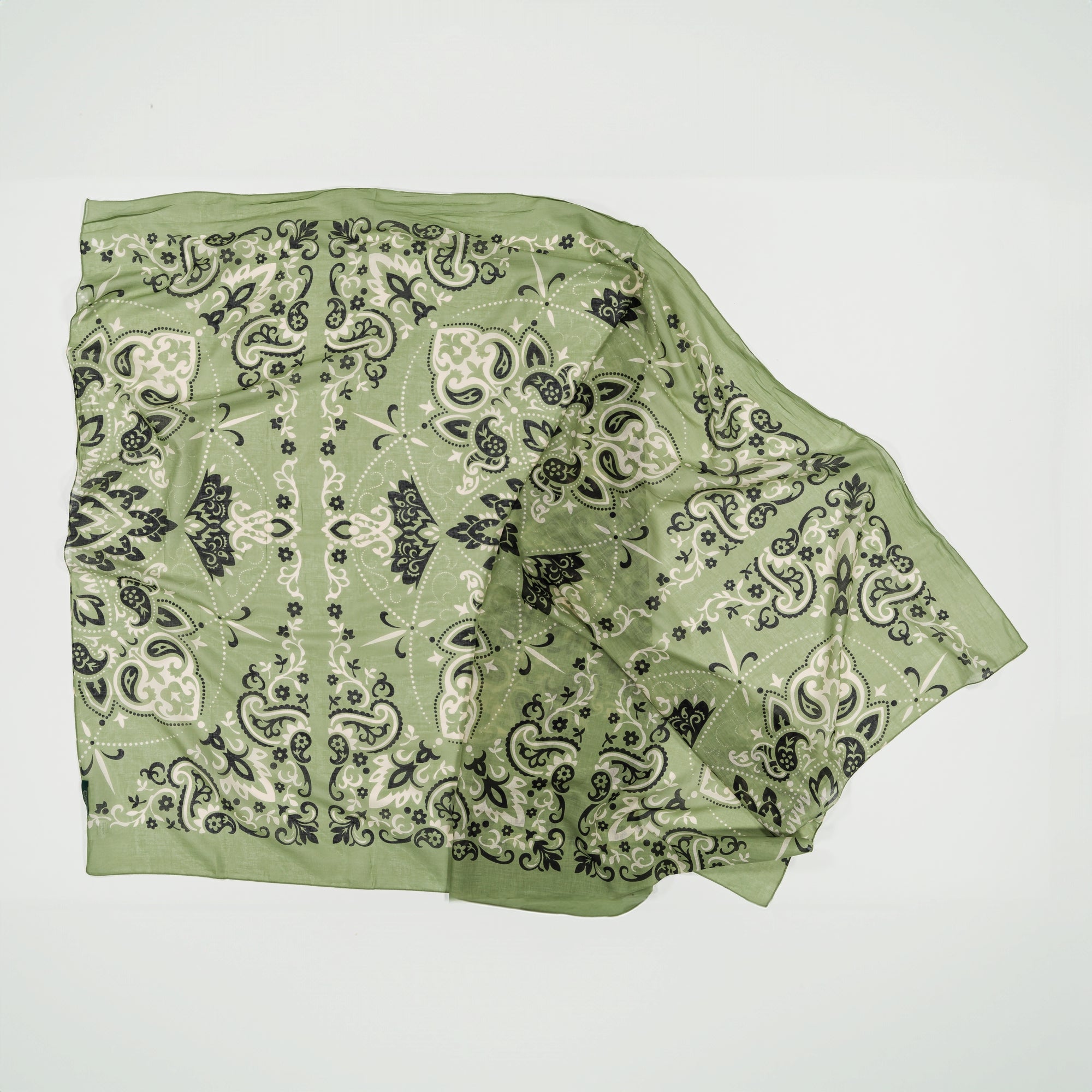 Large natural green Costa Brava scarf
