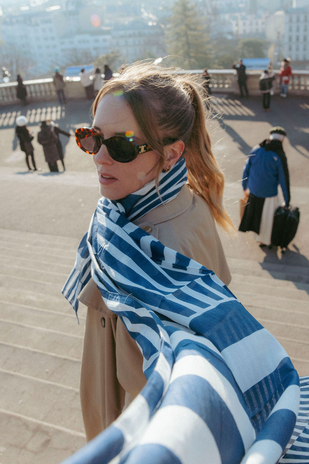 Large Foulard transat navy coton