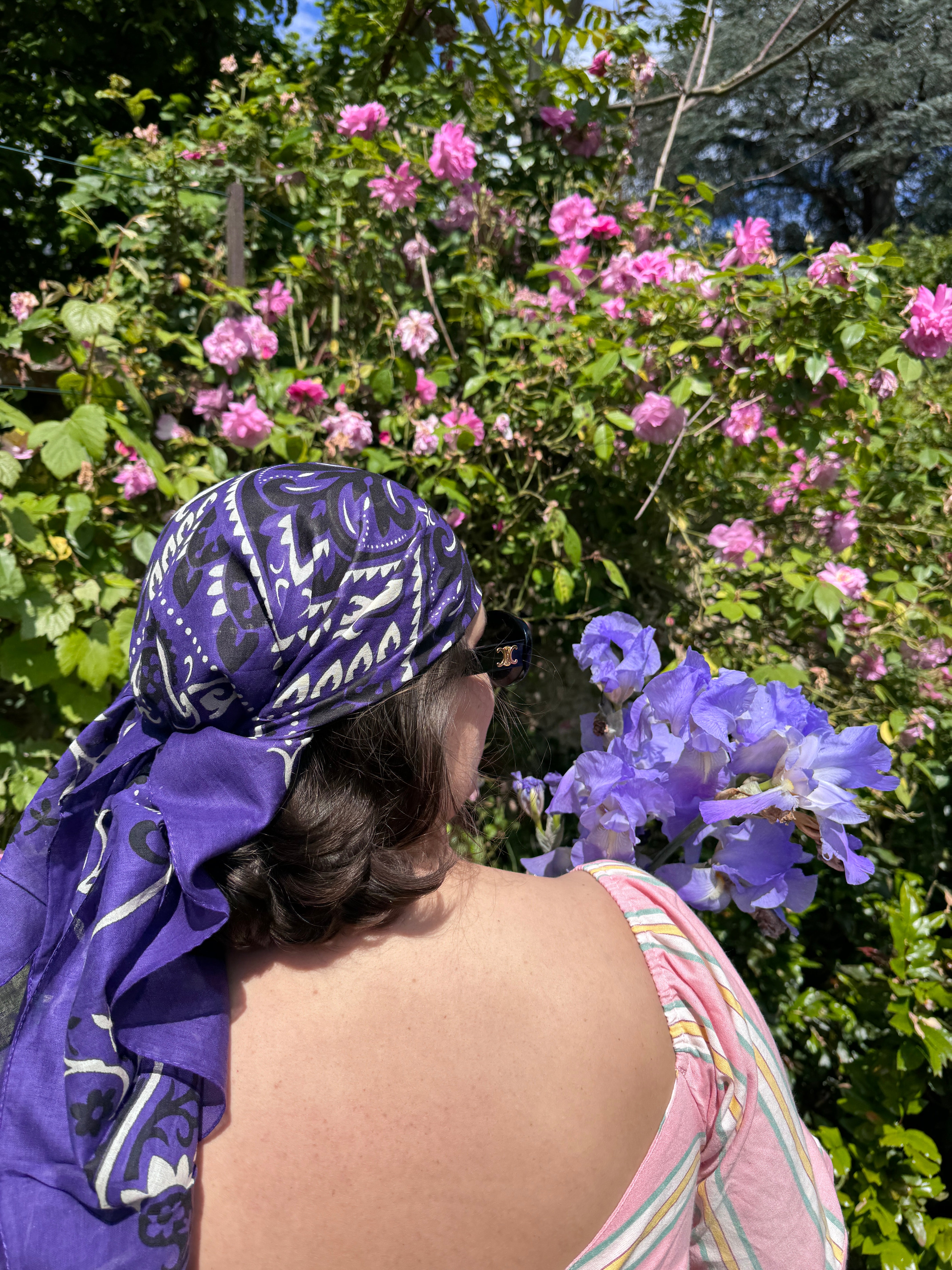 Large Foulard bandana Violet coton
