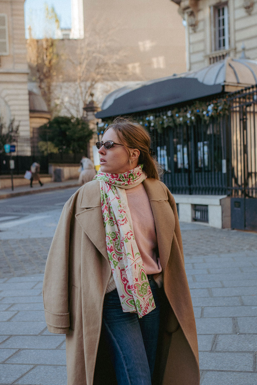 Large Foulard Costa Brava vert et rose