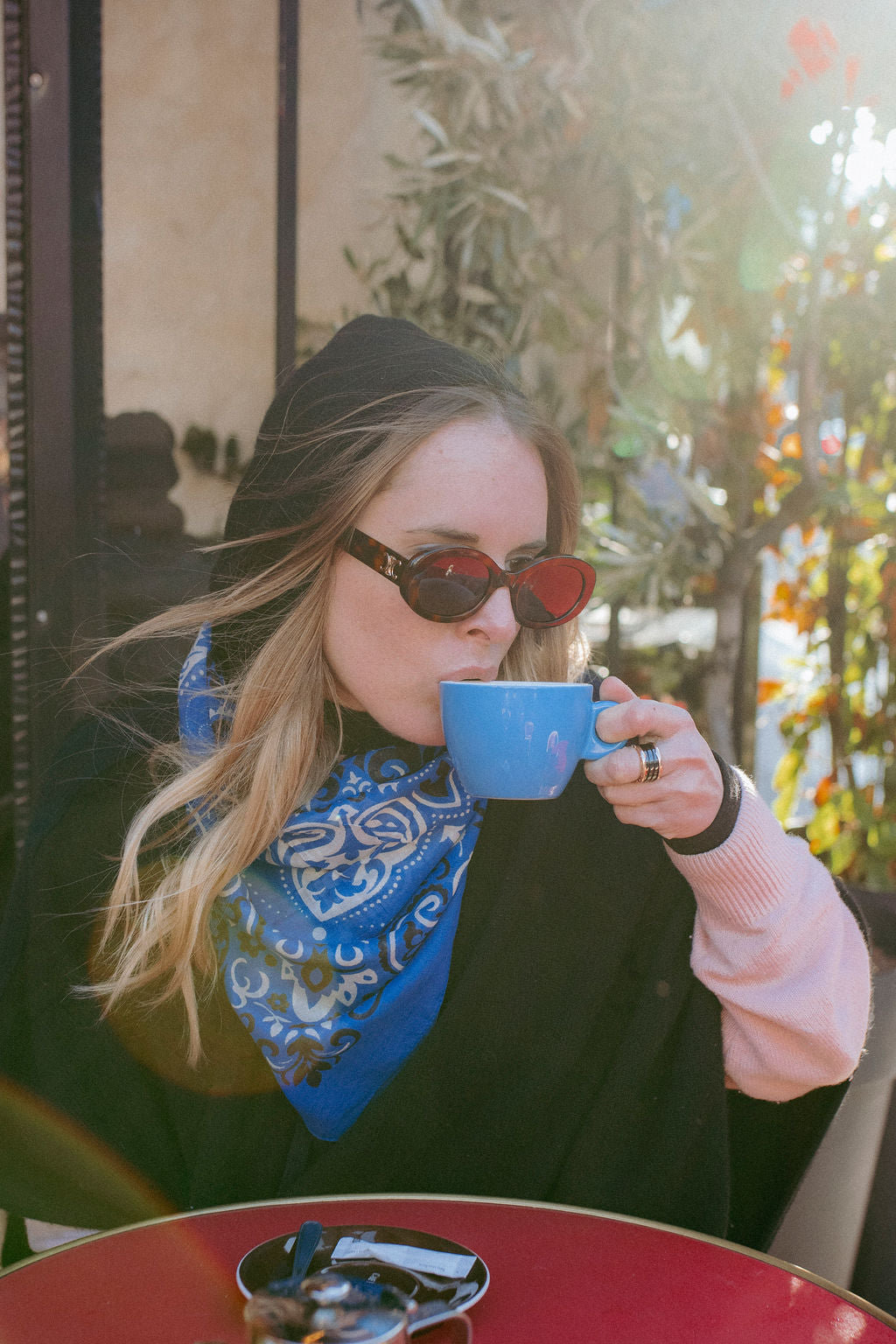 Large Foulard bandana Bleu coton