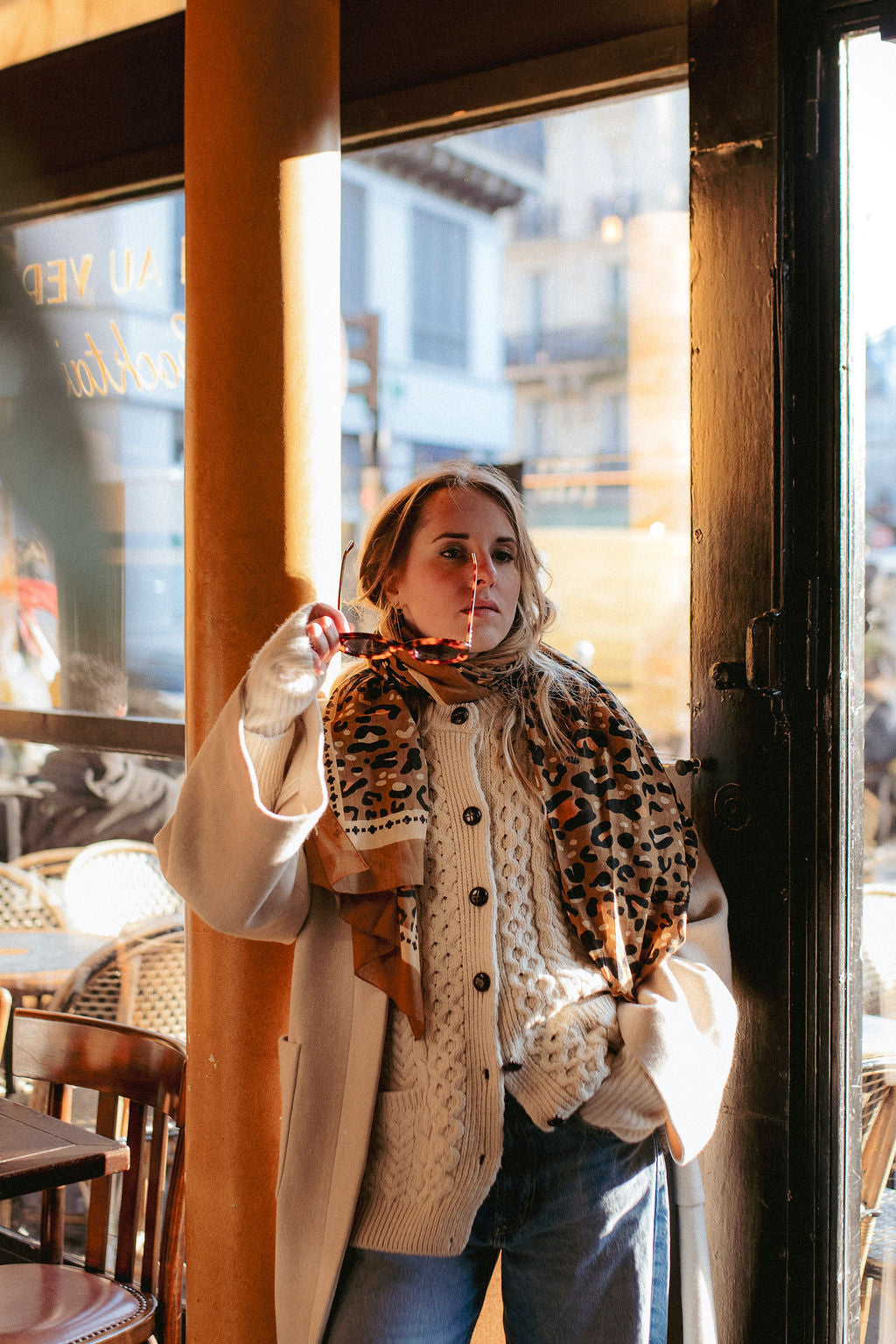 Large Léo camel pareo scarf