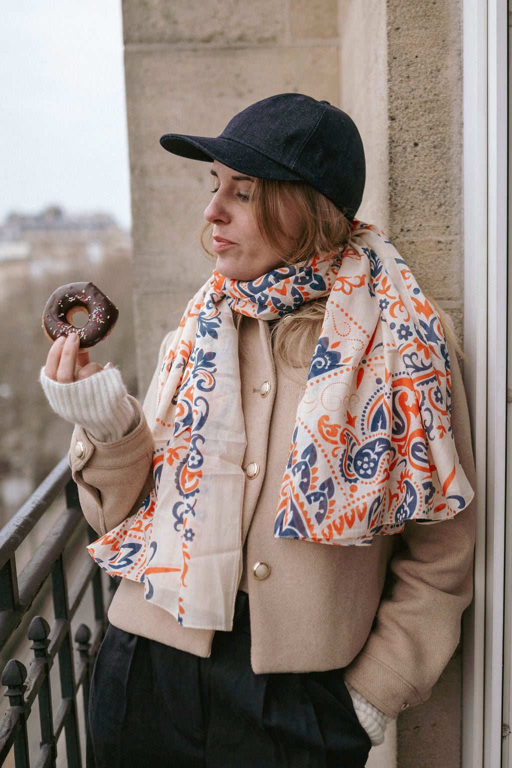 Large blue and orange Costa Brava scarf
