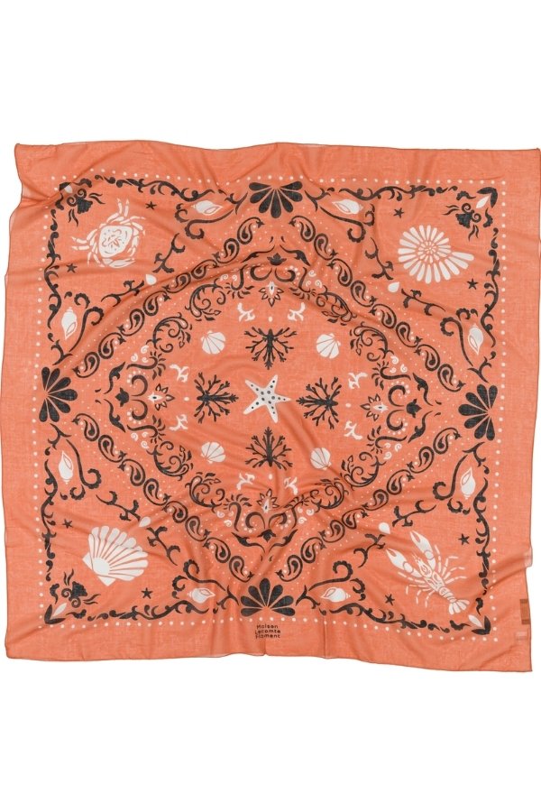 Bandana Crustacés rose corail coton