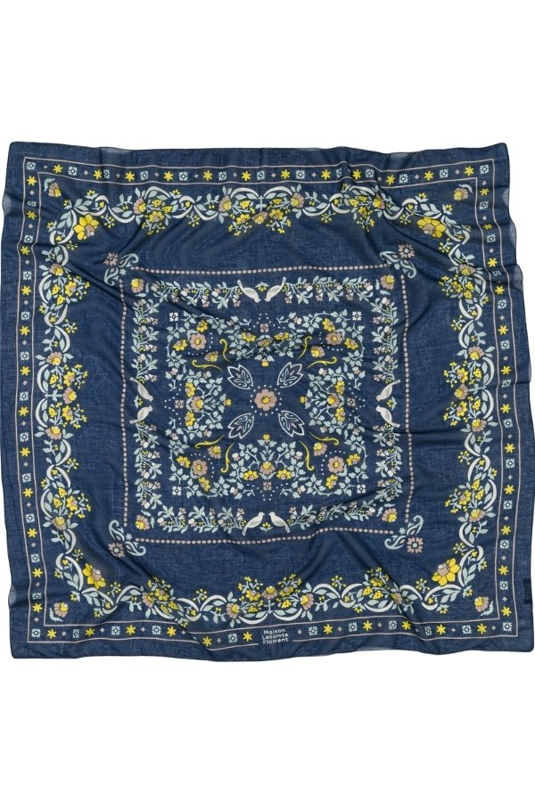 Foulard Secret garden navy coton