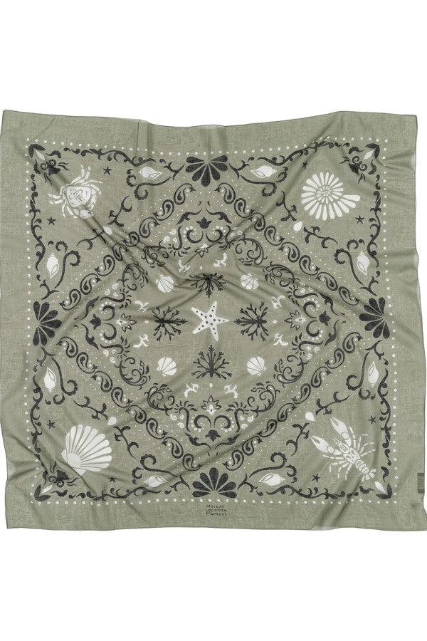 Bandana Crustacés vert doux coton