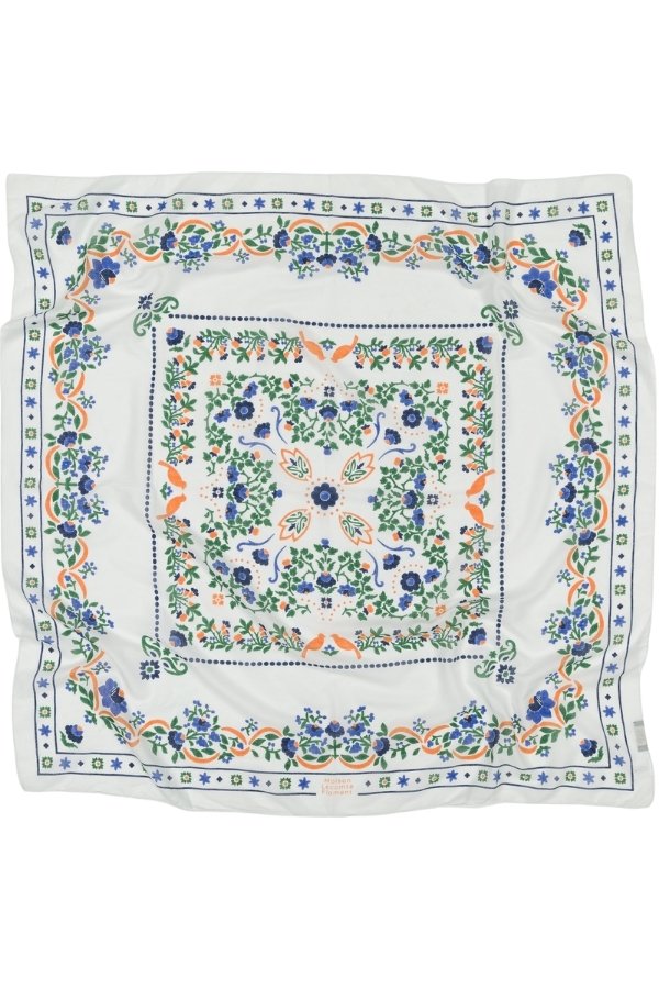 Foulard Secret garden blanc coton