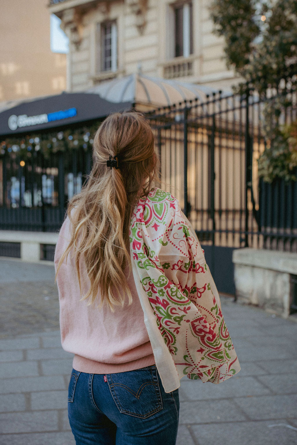 Large Foulard Costa Brava vert et rose
