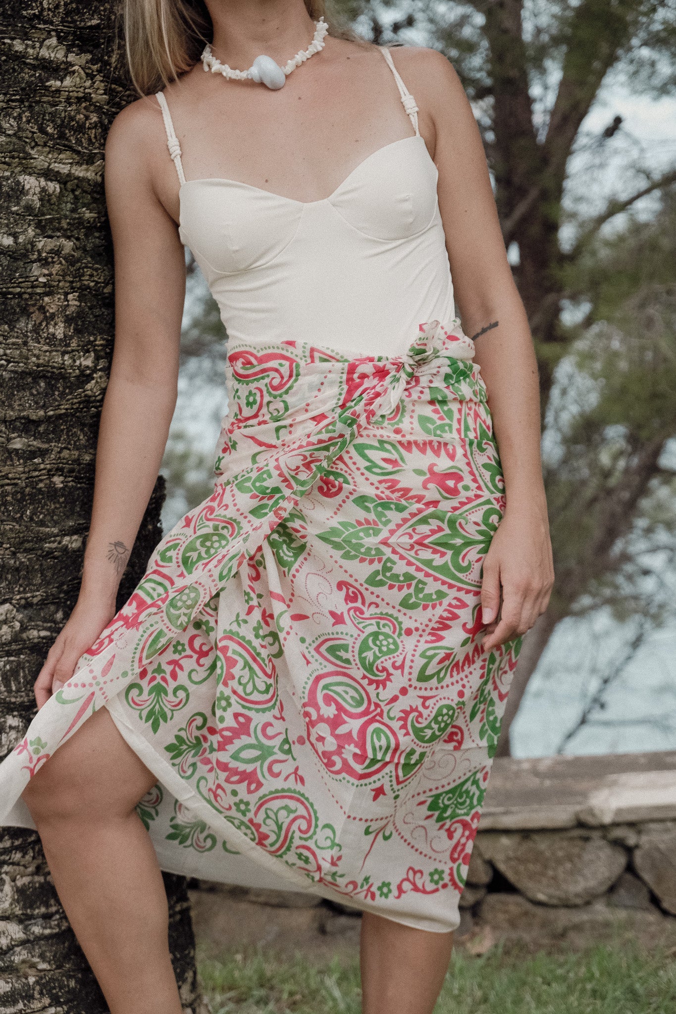 Large Foulard Costa Brava vert et rose