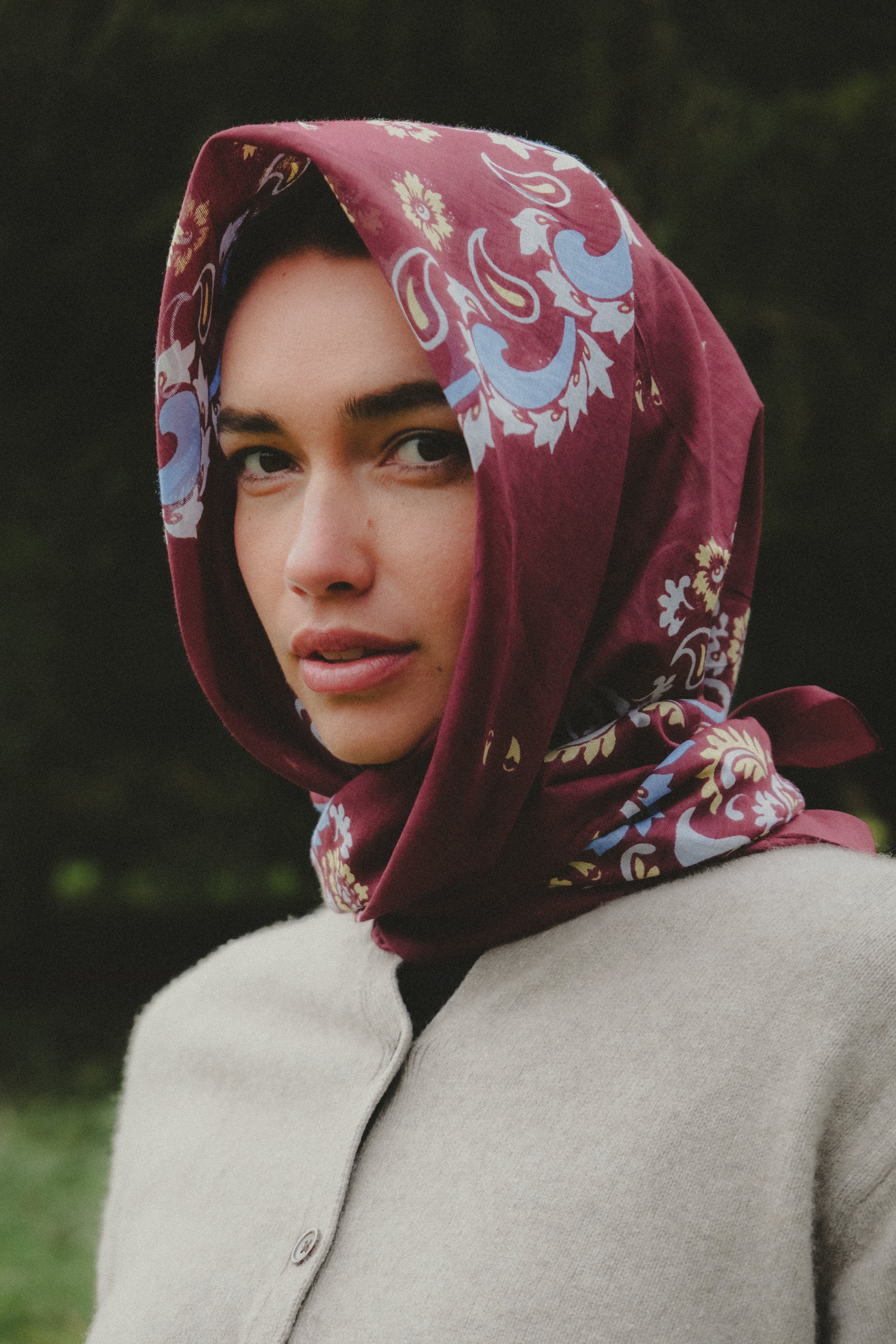 Bandana Flowers Burgundy coton