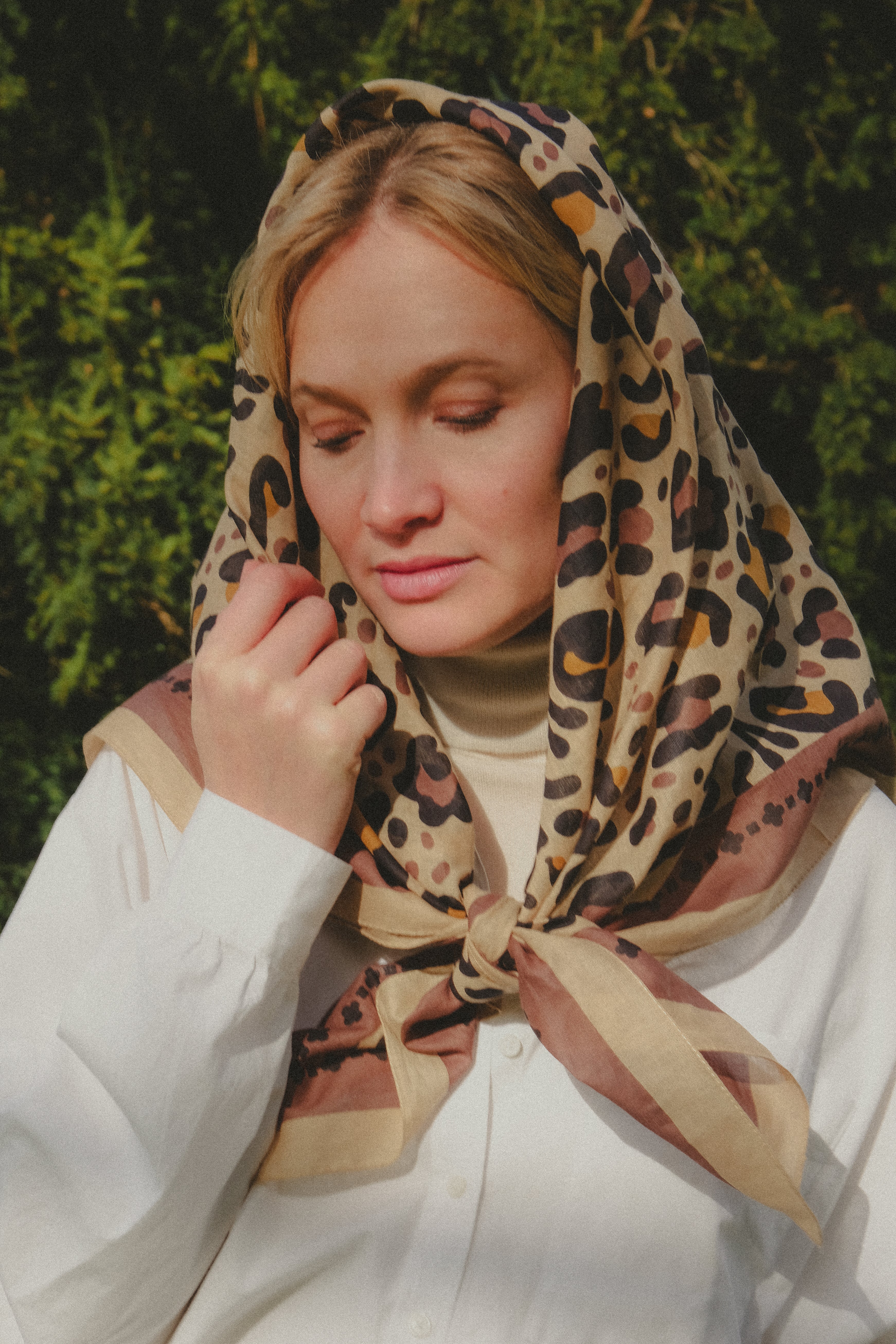 Foulard Léo Beige Chocolate coton
