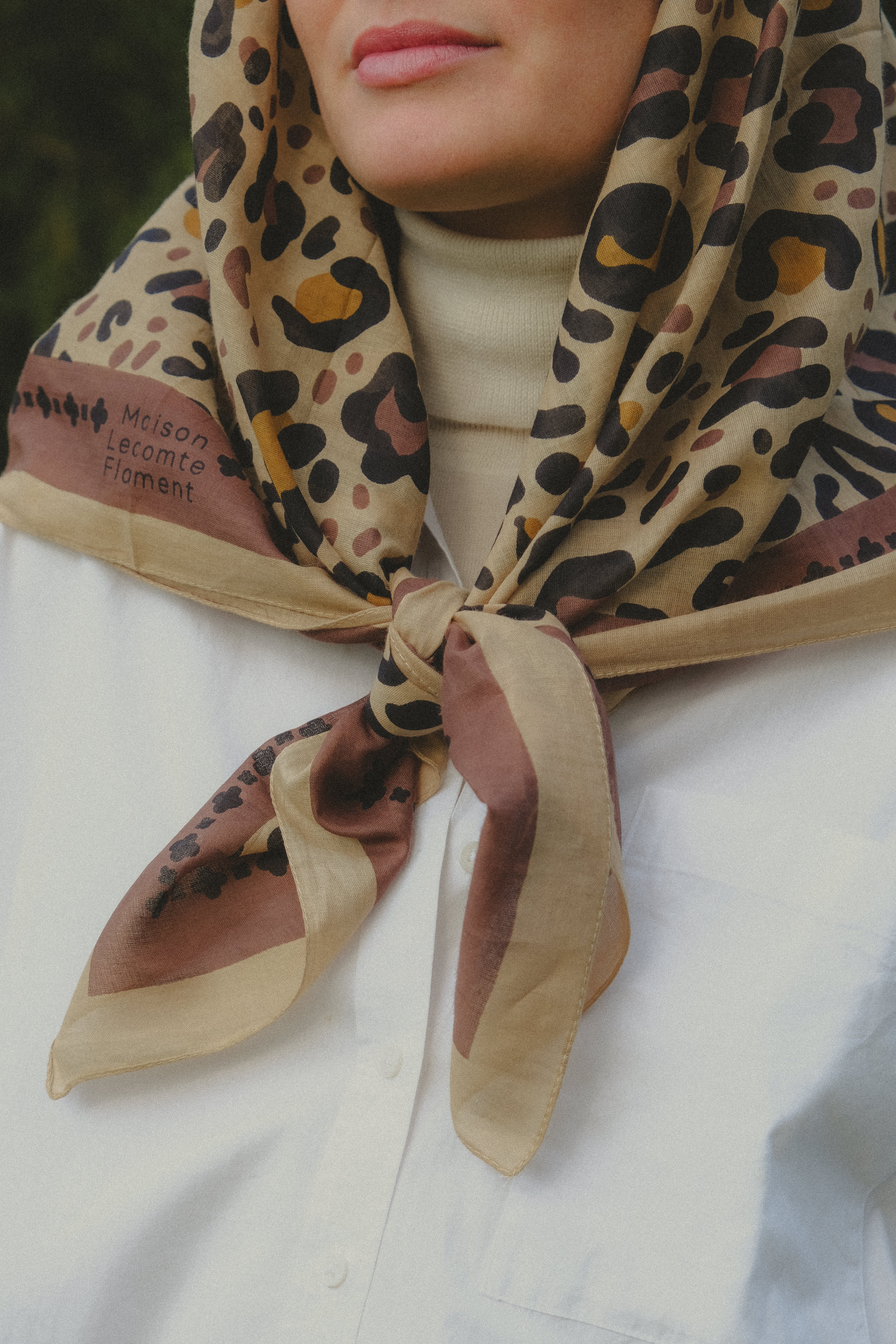 Foulard Léo Beige Chocolate coton