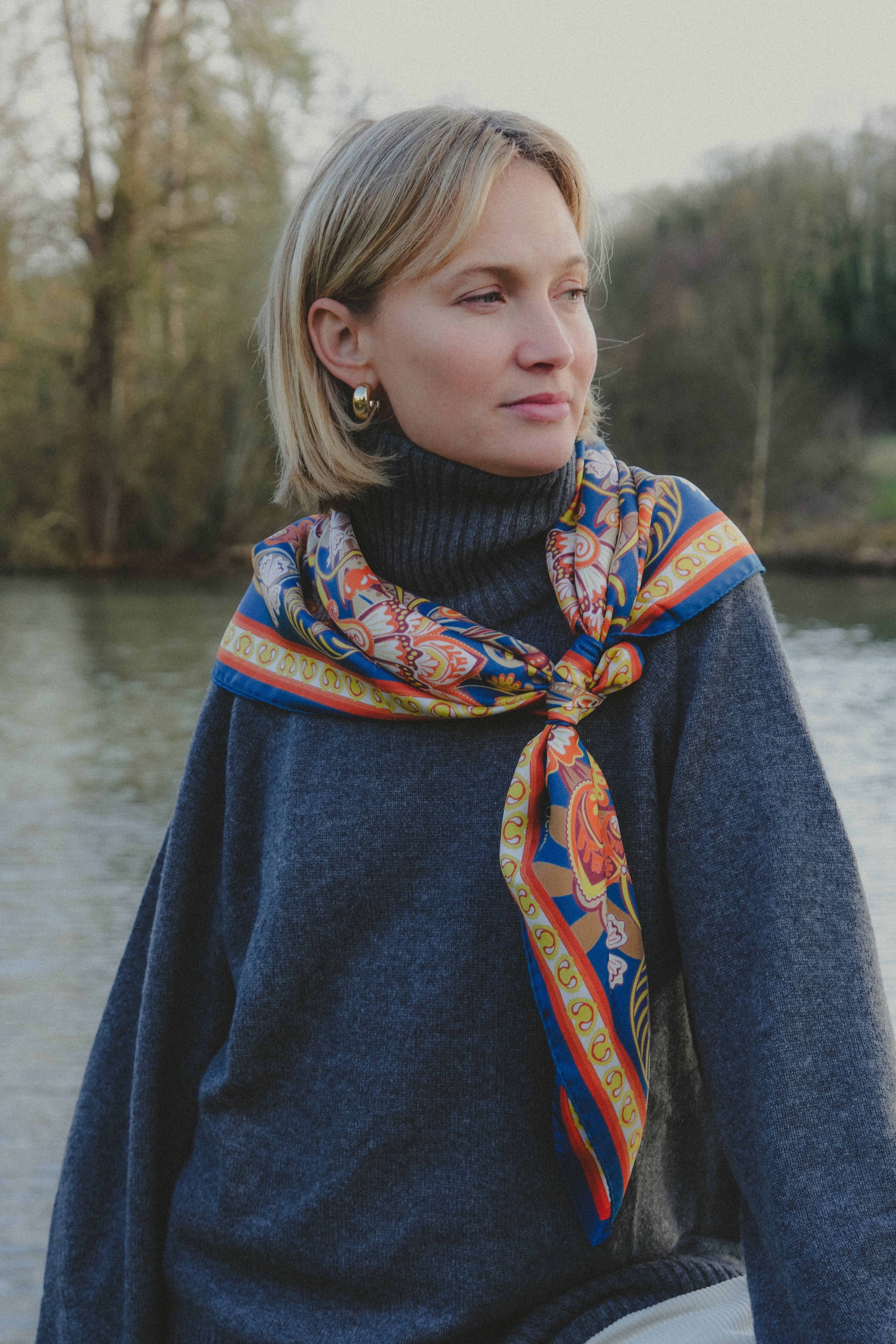 Foulard Volcanique Orange Silk