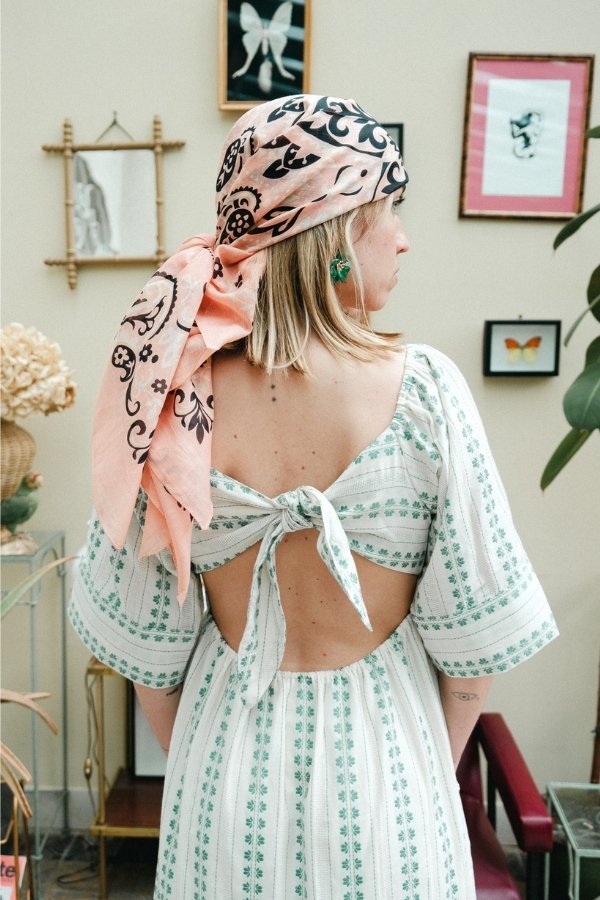 Pink coral cotton bandana scarf