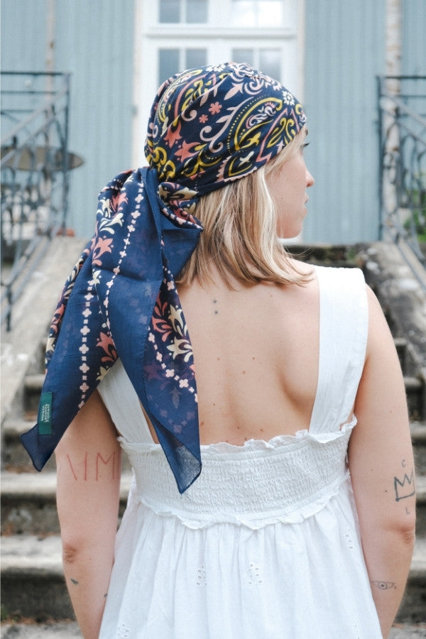 Large camel cotton bandana scarf