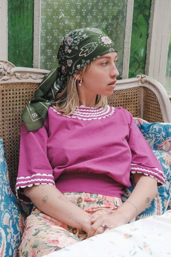 Foulard Secret garden kaki coton