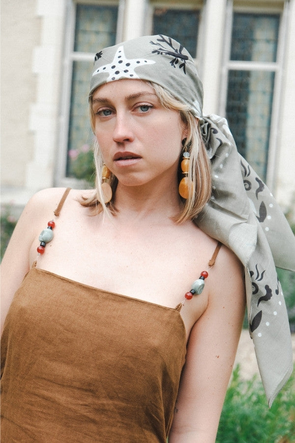 Bandana Crustacés vert doux coton