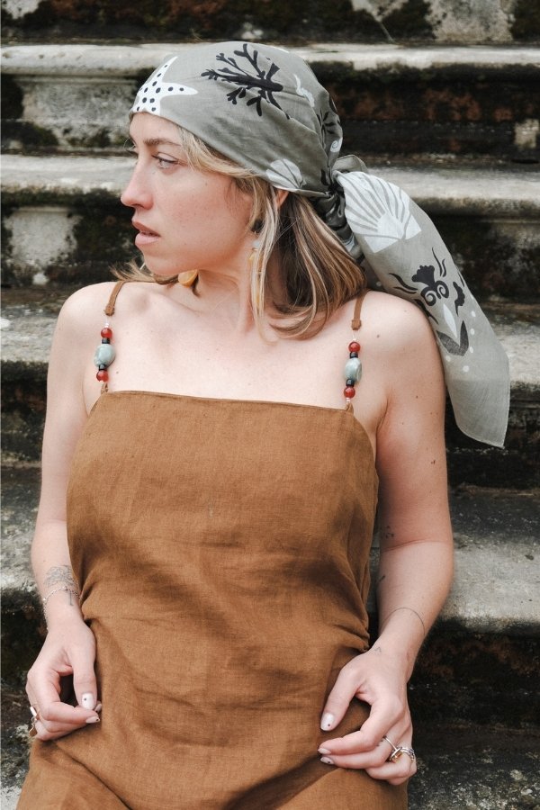 Bandana Crustacés vert doux coton