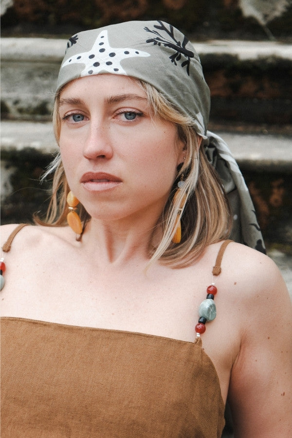 Bandana Crustacés vert doux coton
