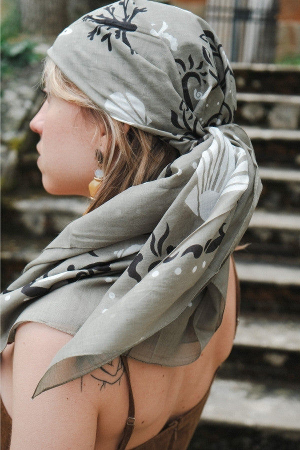 Bandana Crustacés vert doux coton