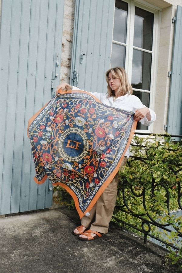 Foulard Marie-Antoinette navy coton