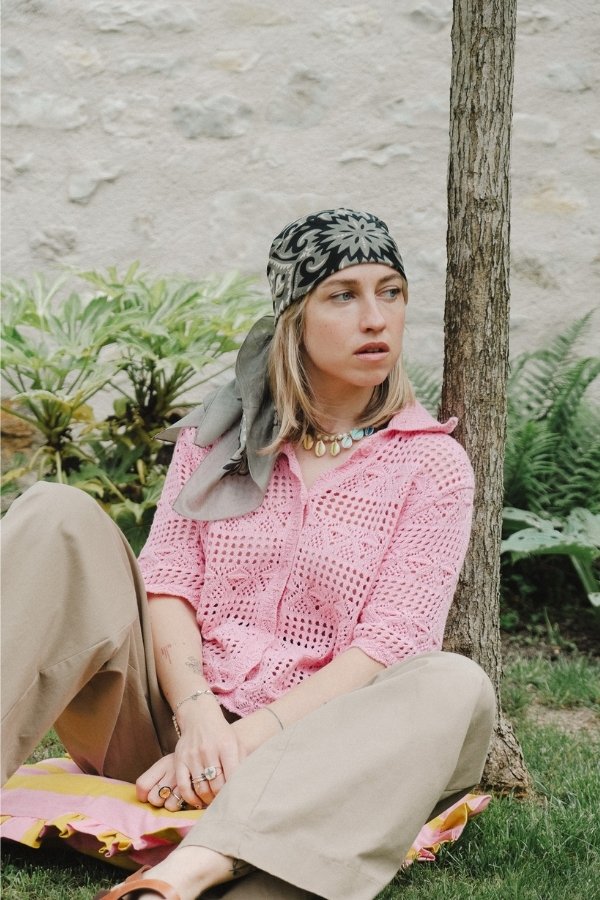 Soft green cotton bandana scarf