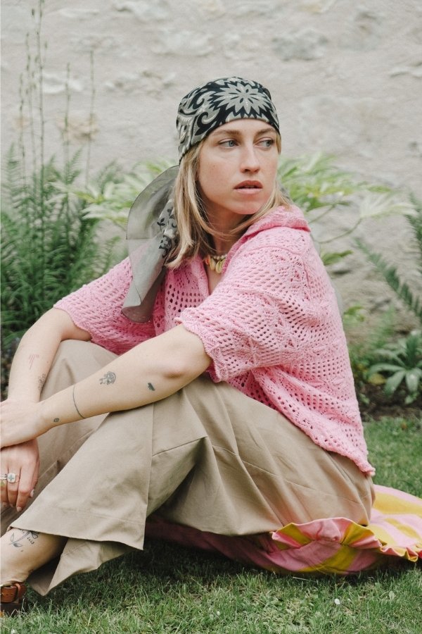 Soft green cotton bandana scarf