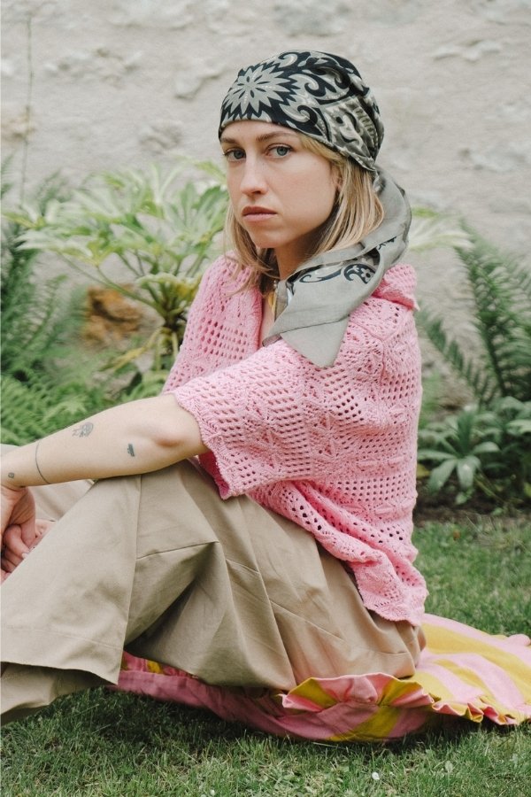 Soft green cotton bandana scarf