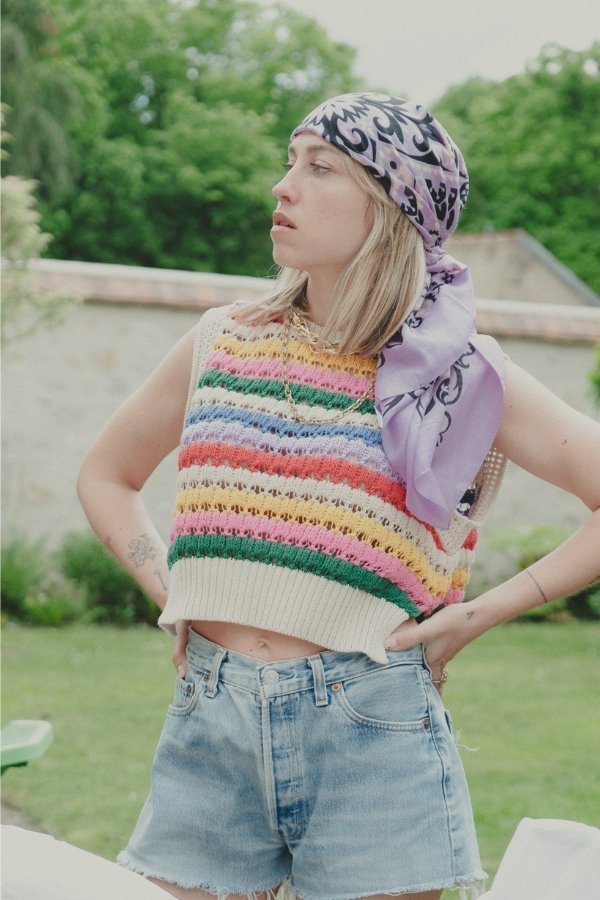 Foulard bandana Lilas coton