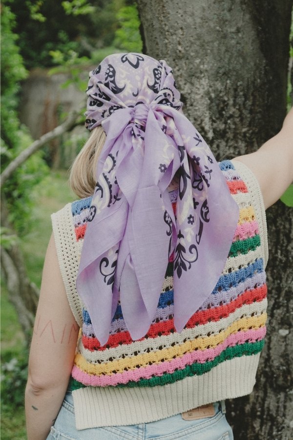 Foulard bandana Lilas coton