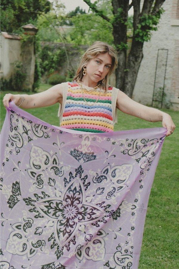 Foulard bandana Lilas coton