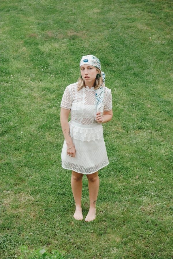 Foulard Secret garden blanc coton