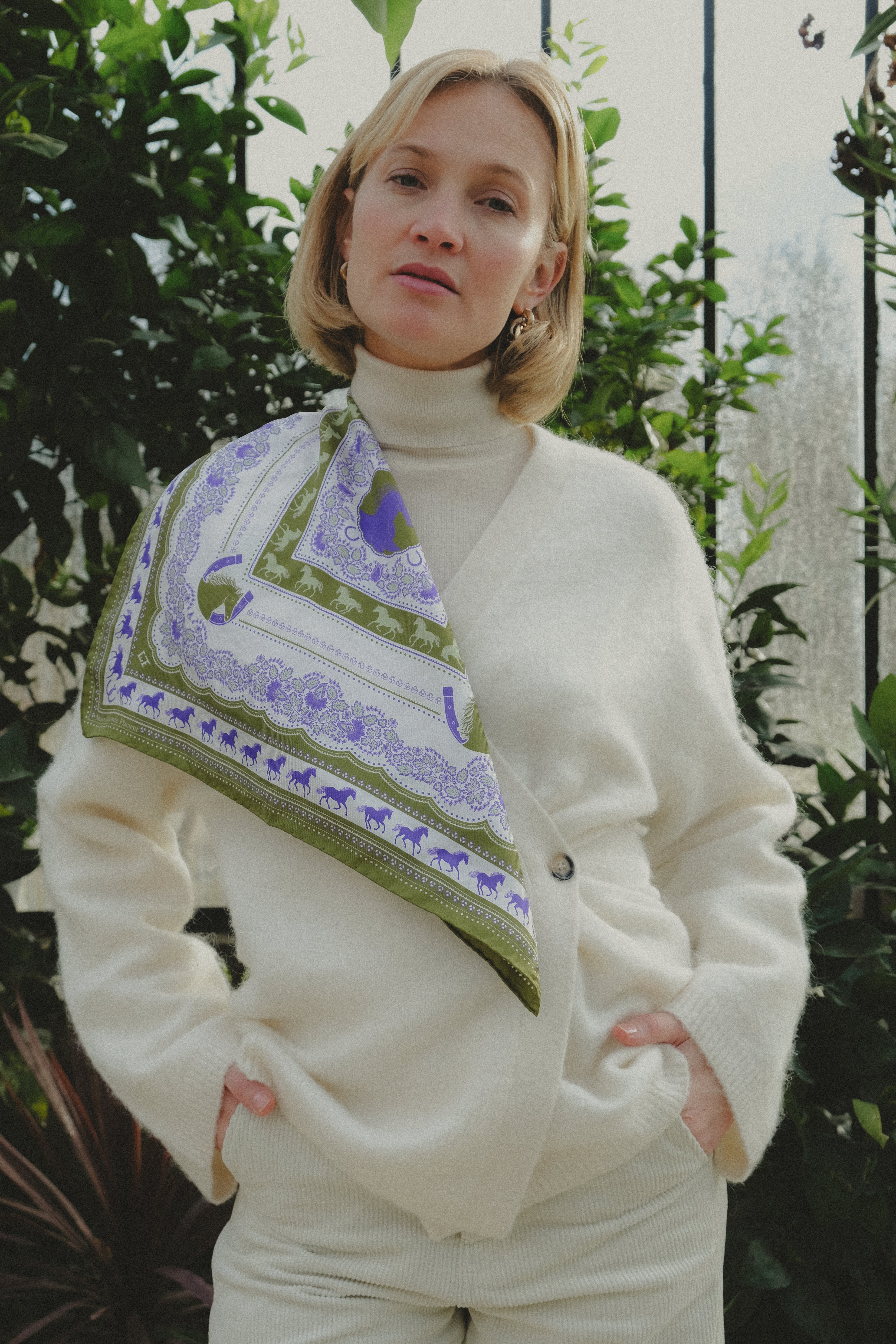Small Equestrian Olive Silk