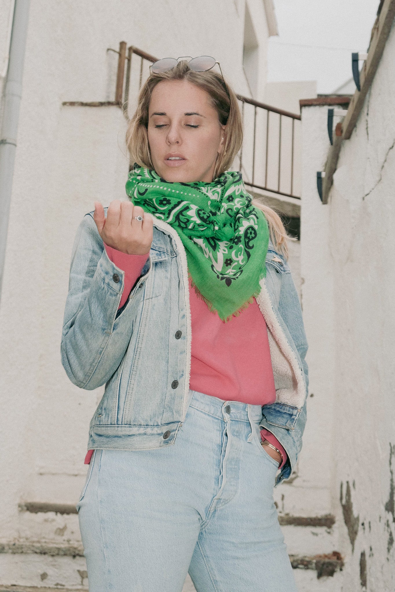 Large Foulard bandana vert Cash