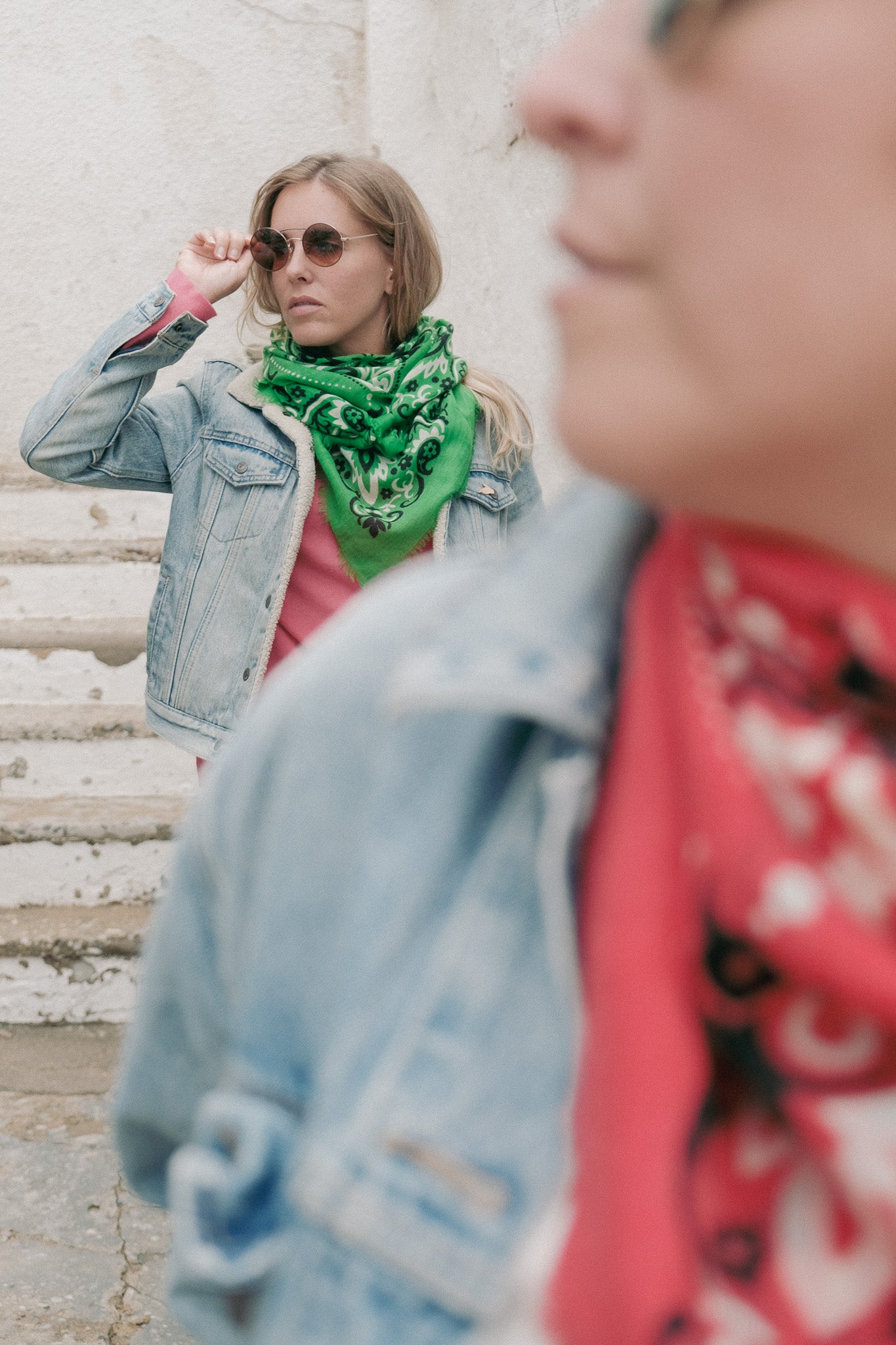 Large Foulard bandana vert Cash