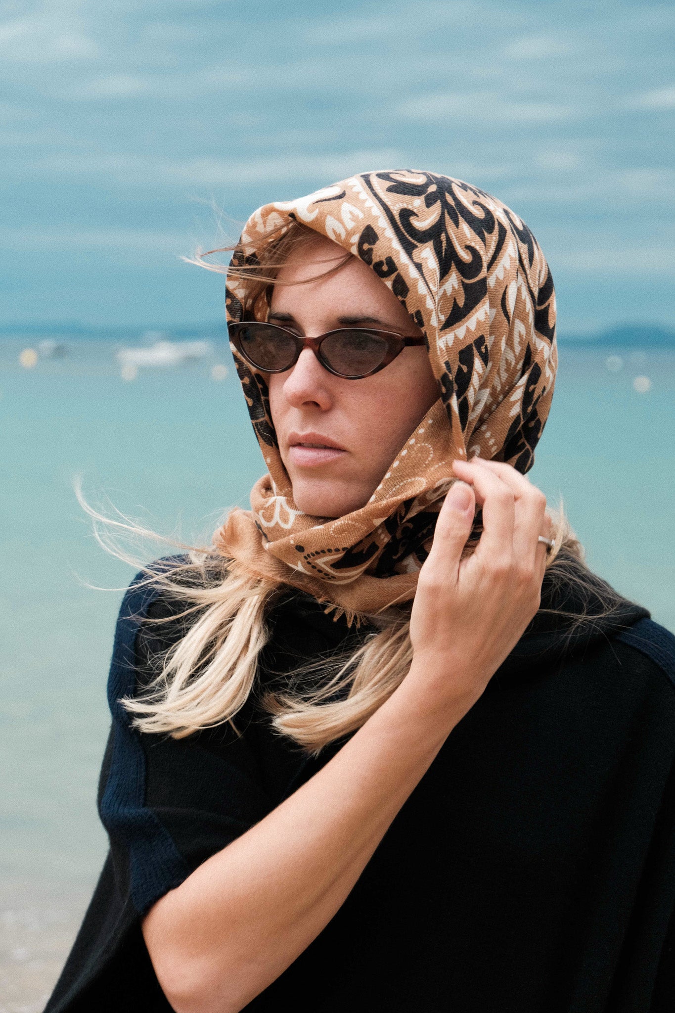 Large Foulard bandana Camel cash