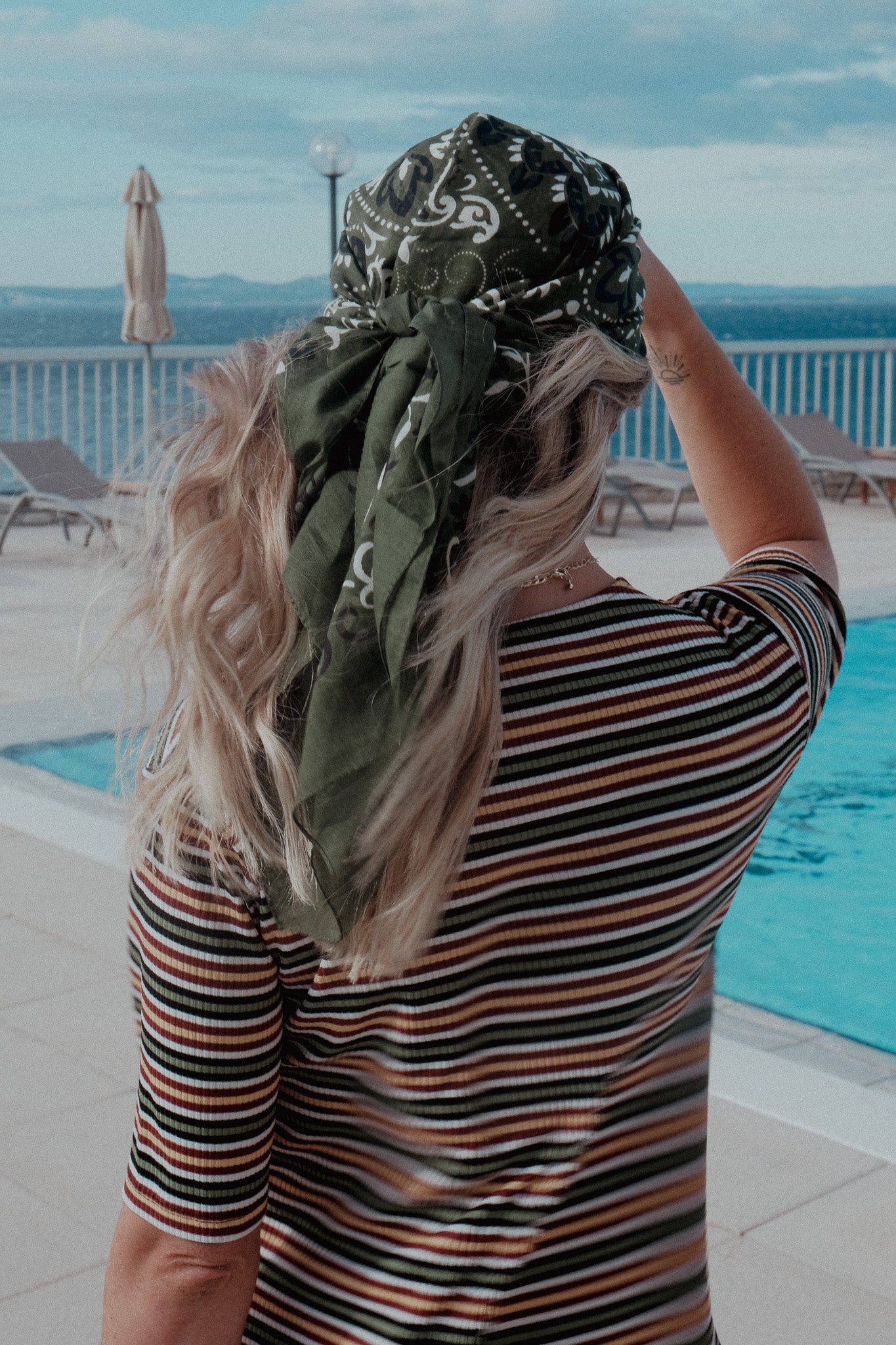 Foulard bandana vert forêt coton