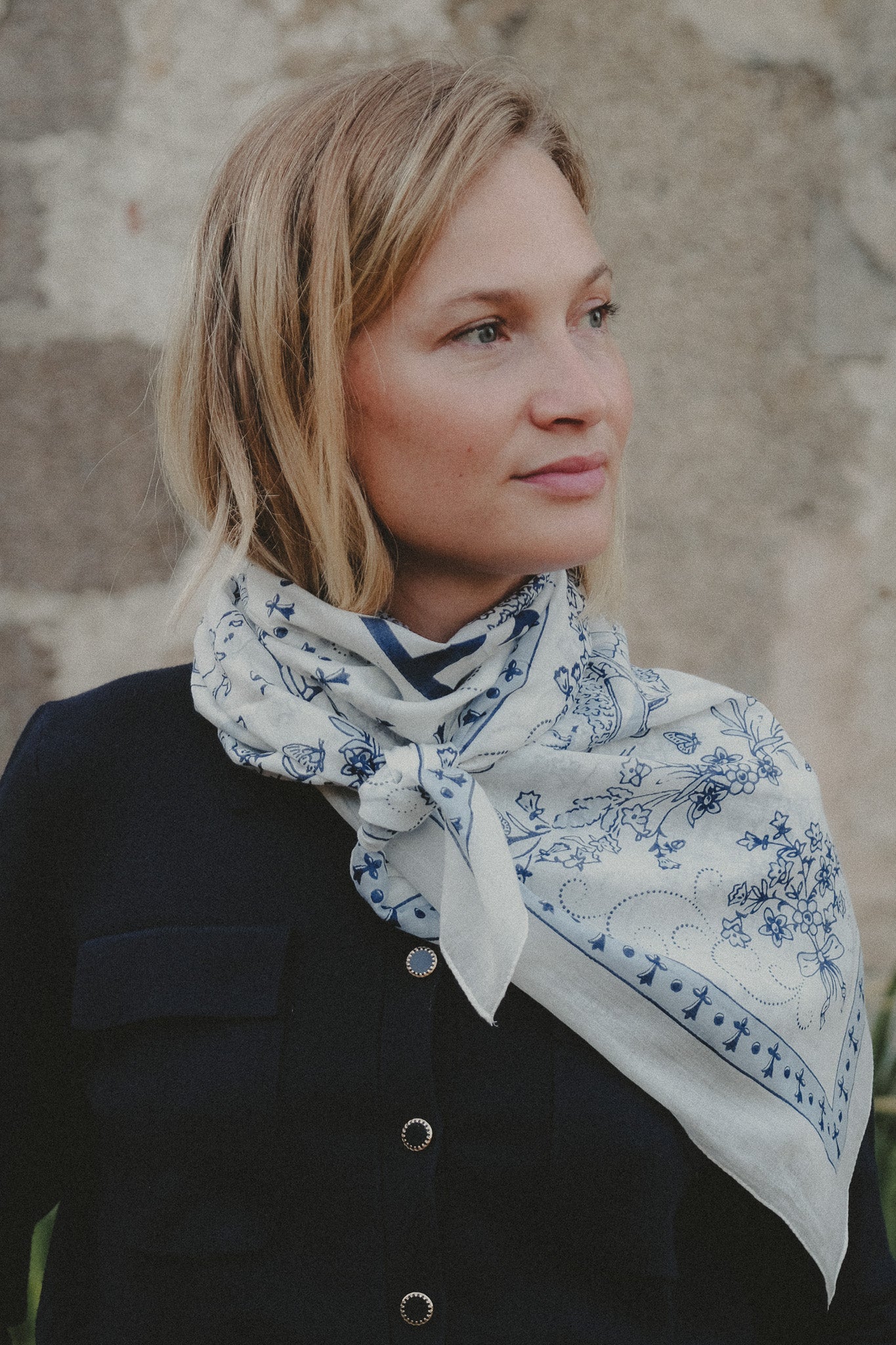 Toile de Jouy navy coton