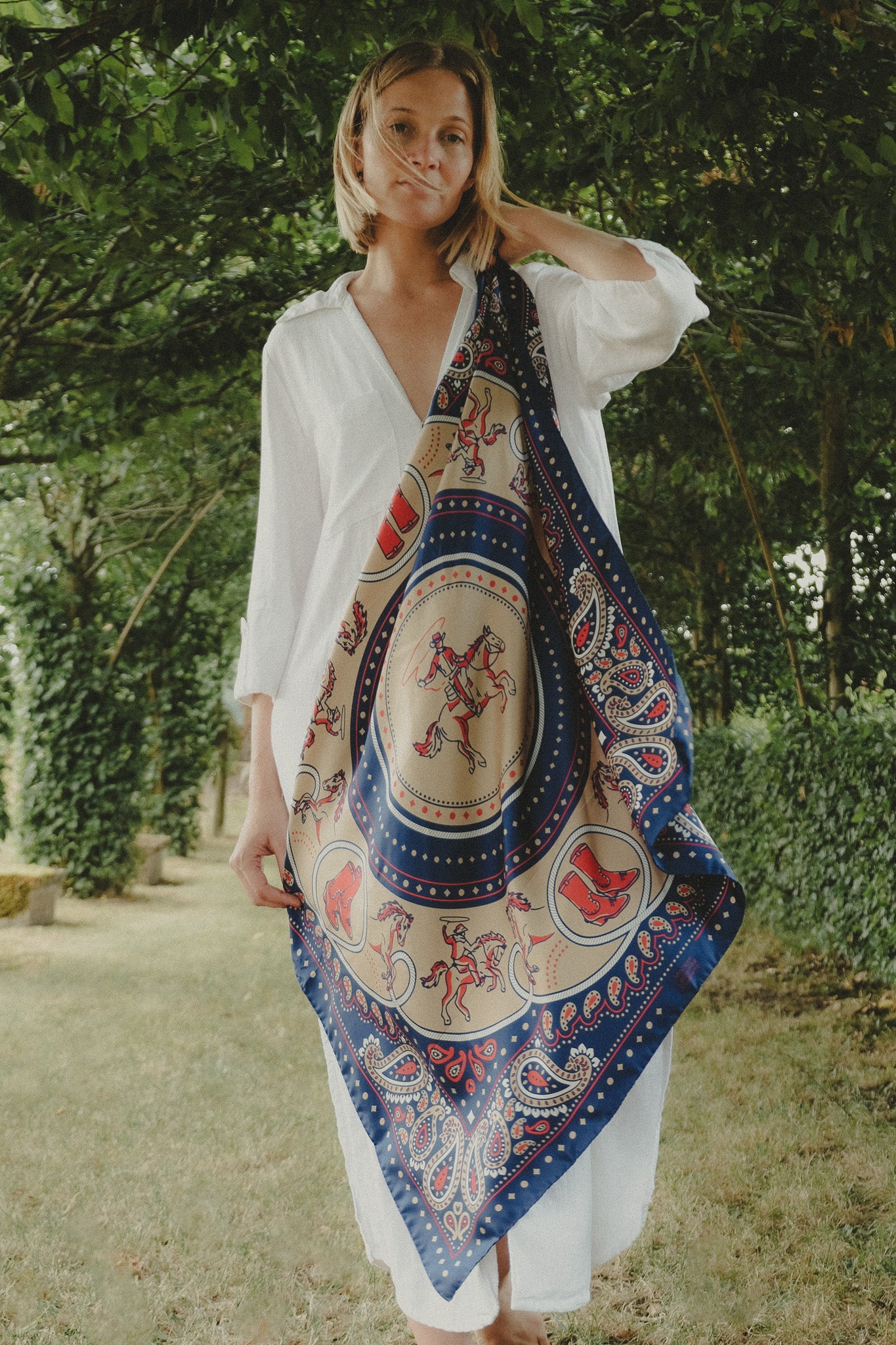 Rodeo navy silk