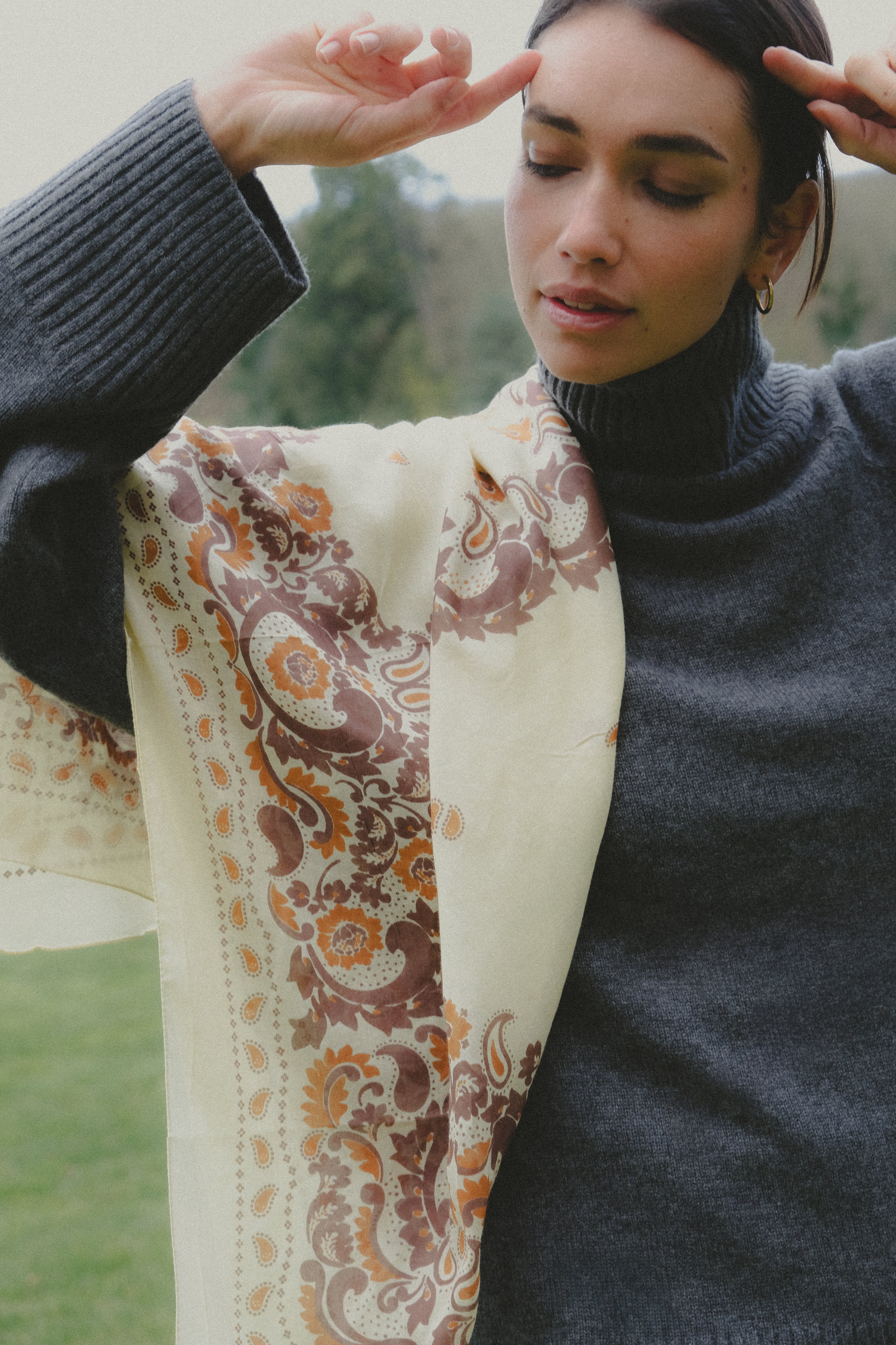 Bandana Flowers Beige coton