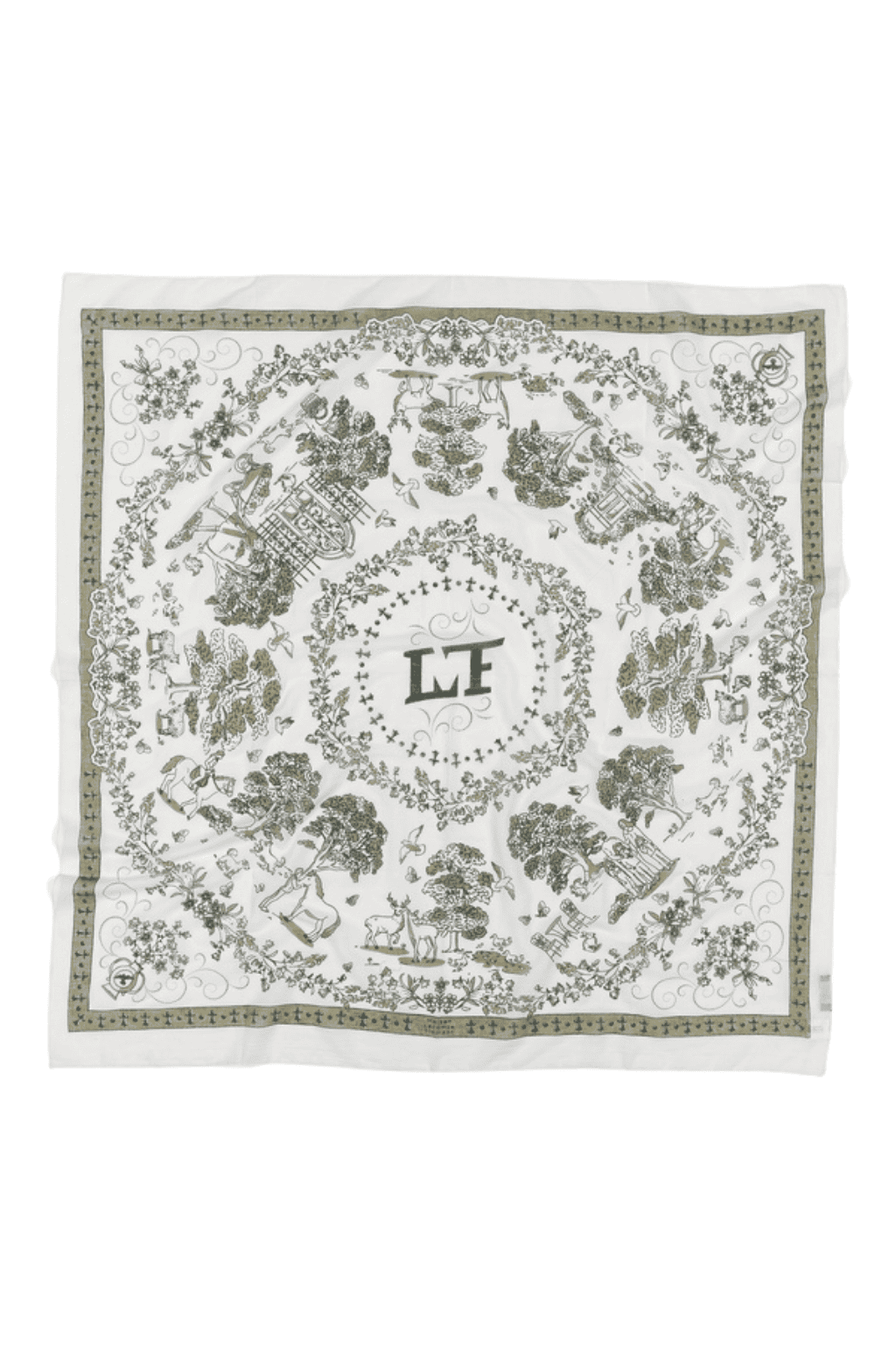 Toile de Jouy vert coton