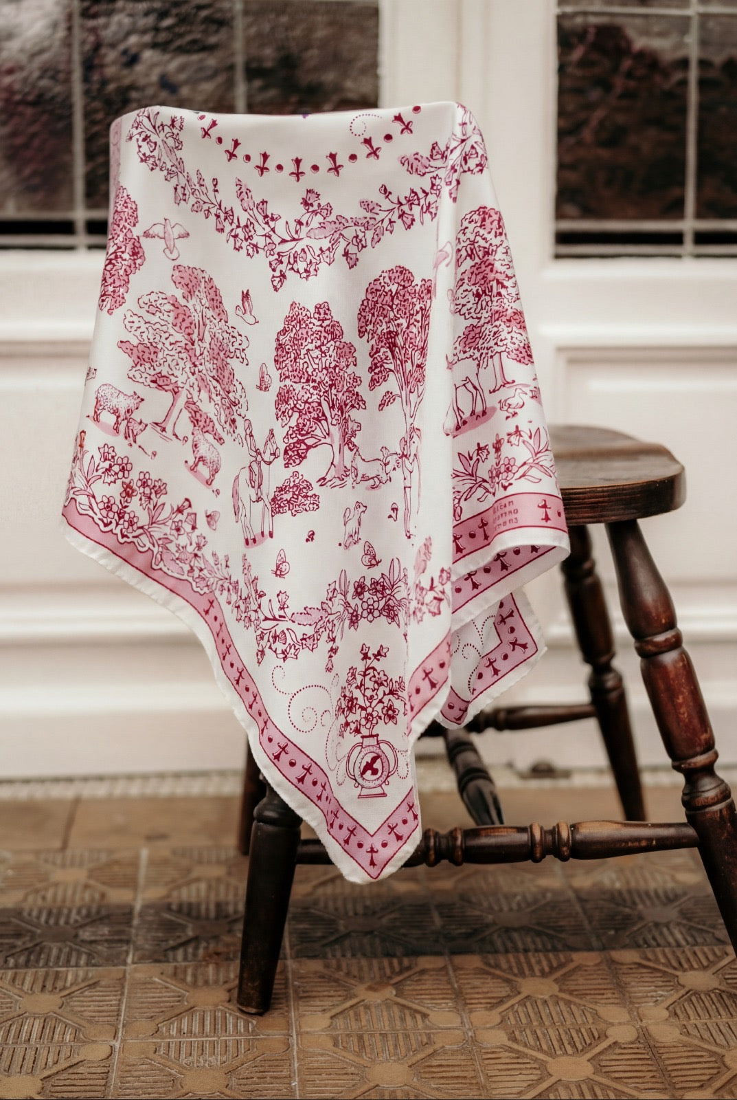 Toile de jouy Raspberry Silk