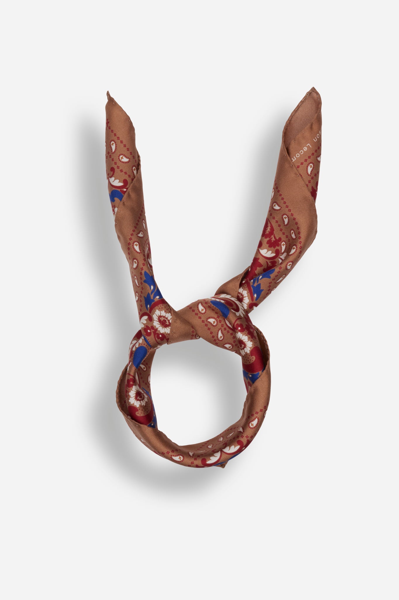 Small Bandana Flowers Camel Silk