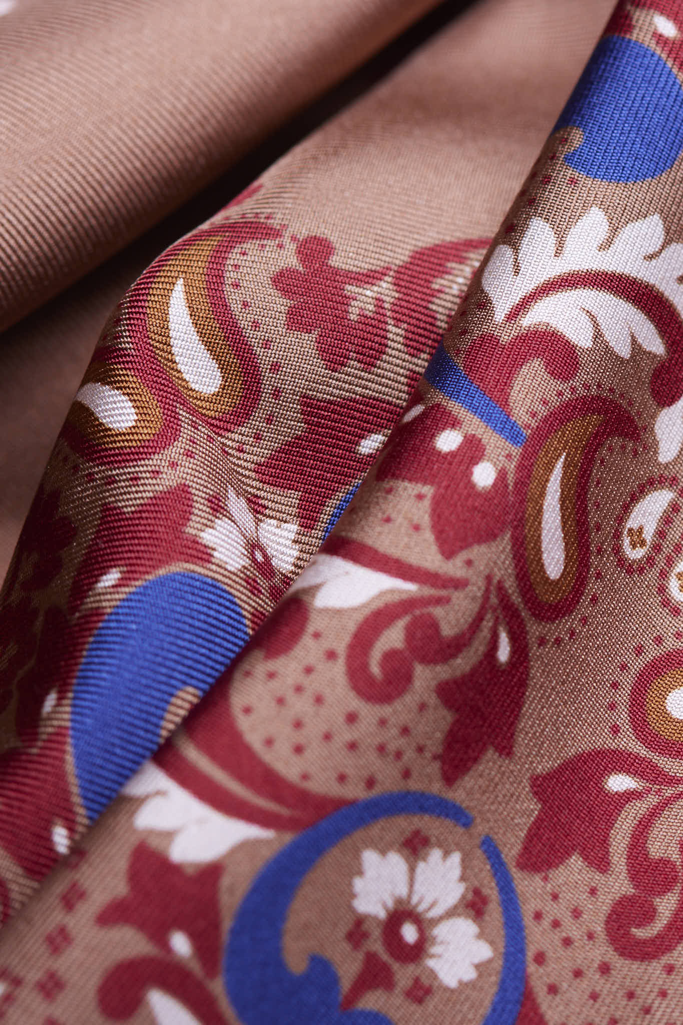 Small Bandana Flowers Camel Silk