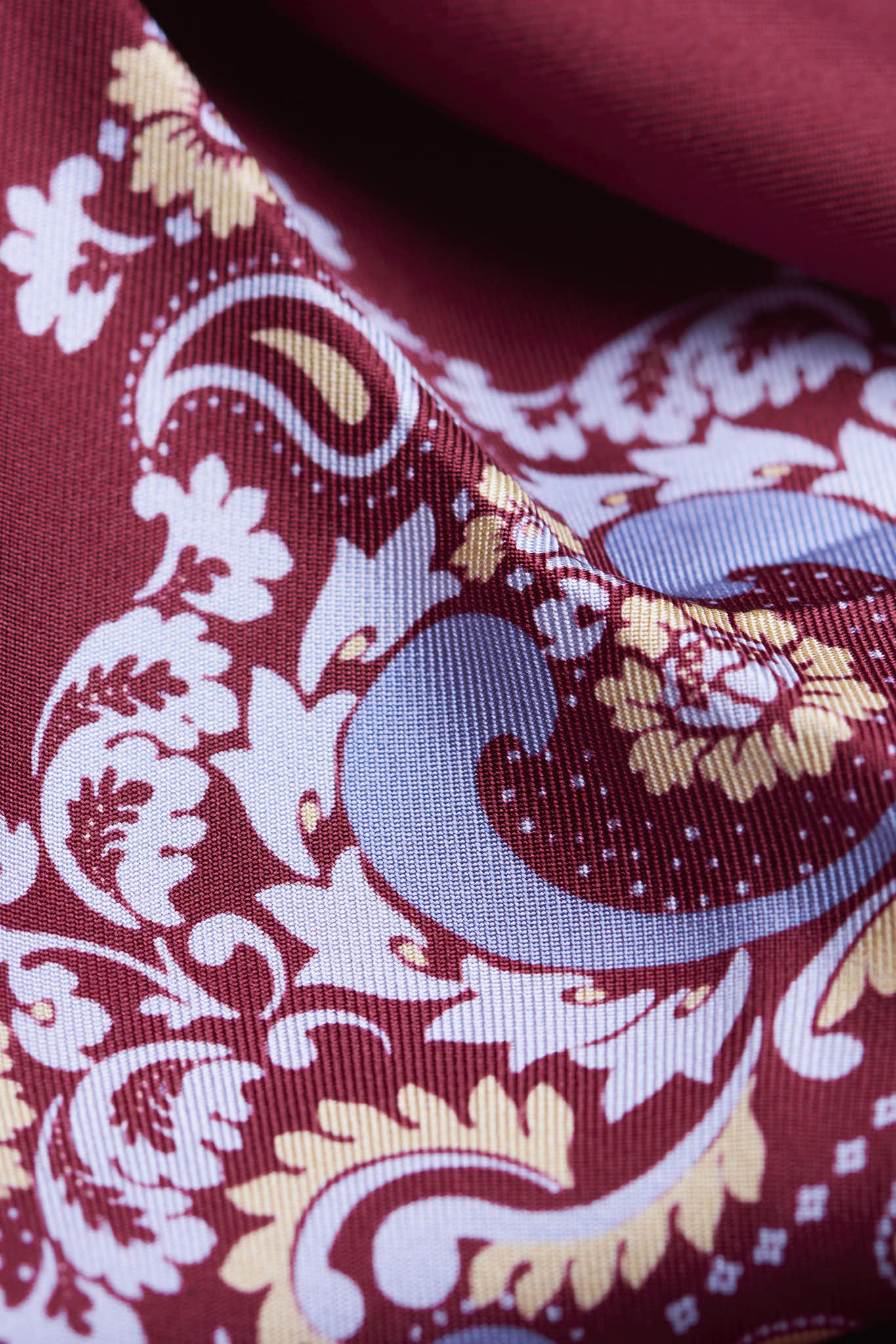 Small Bandana Flowers Burgundy Silk