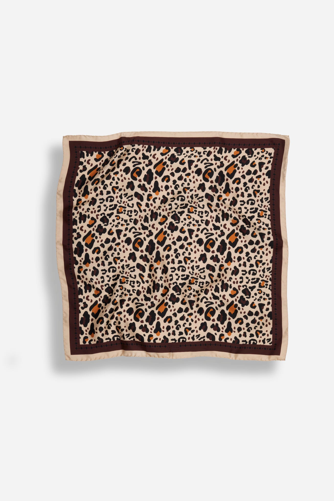 Small Scarf Leo Beige Chocolate Silk
