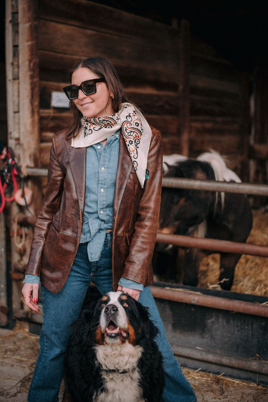 Large Milk and Camel Scarf