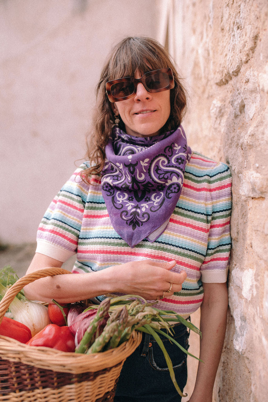 Large purple bandana scarf